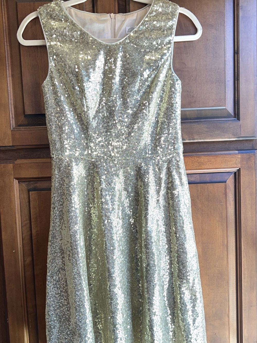 🌸Dressever Short-Sleeve V Neck Gold Sequins Party Knee Length Dress Women Size S - Picture 5 of 10
